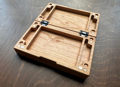 Folding Spades Score Board | Travel Size | Built-in Storage | Metal Pegs | Card Game | Personalized | Custom Engraving | Solid Cherry Wood
