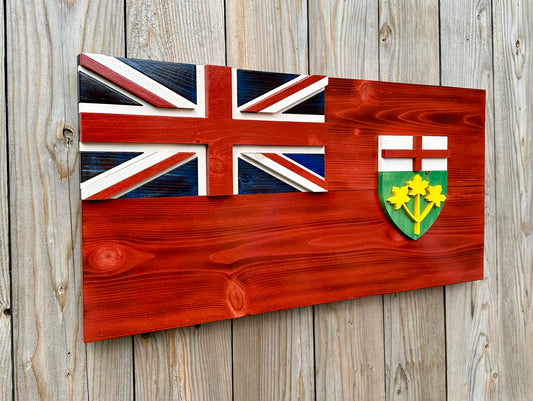 Drapeau de l’Ontario en bois 3D | Rapport officiel | Toronto | Ottawa | SUR | Province | Canada