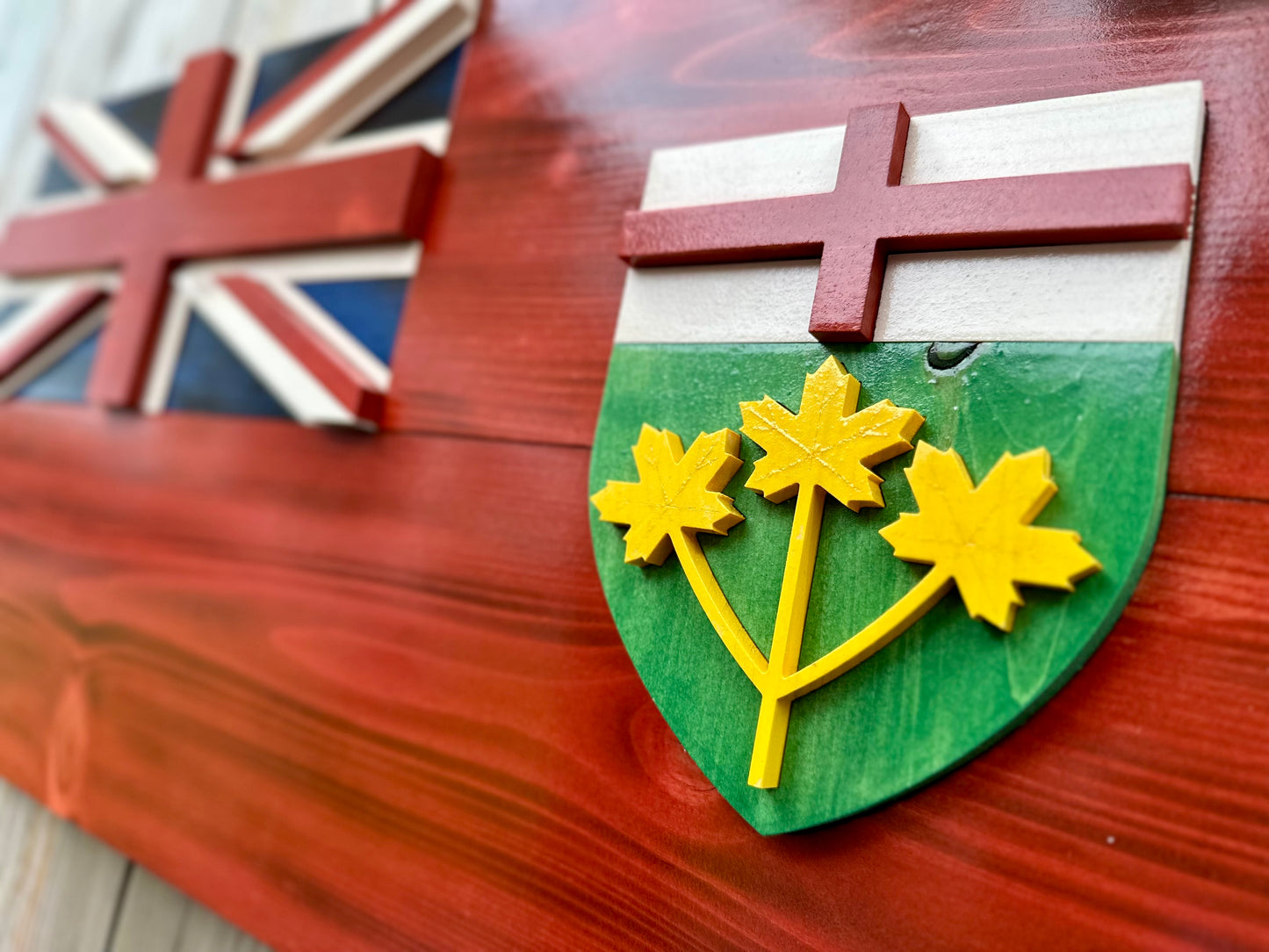 Drapeau de l’Ontario en bois 3D | Rapport officiel | Toronto | Ottawa | SUR | Province | Canada