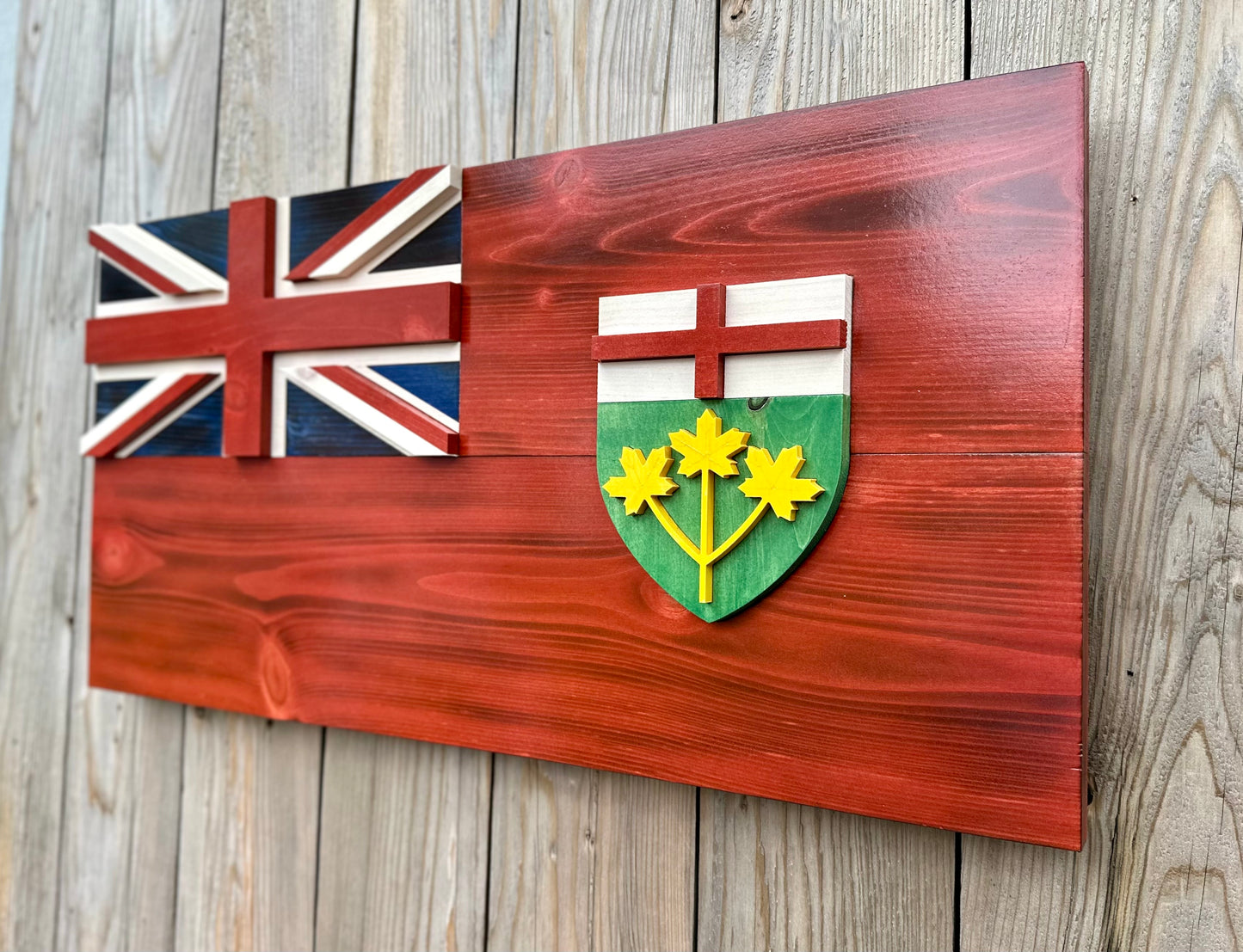 Drapeau de l’Ontario en bois 3D | Rapport officiel | Toronto | Ottawa | SUR | Province | Canada