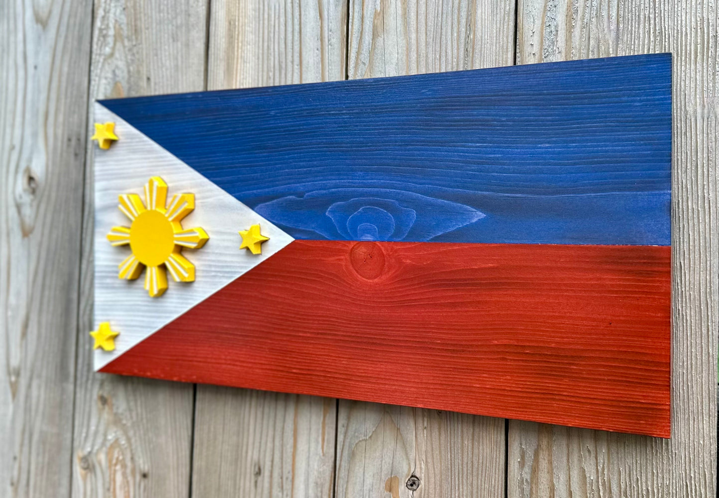 Drapeau des Philippines en bois 3D | Rapport officiel | Ville de Quezon | Manille | Ville de Caloocan | Boudta | Davao | Malingao