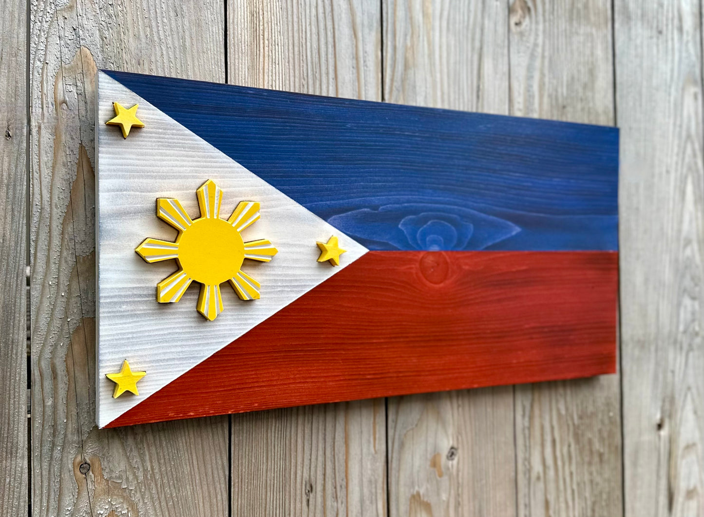 Drapeau des Philippines en bois 3D | Rapport officiel | Ville de Quezon | Manille | Ville de Caloocan | Boudta | Davao | Malingao