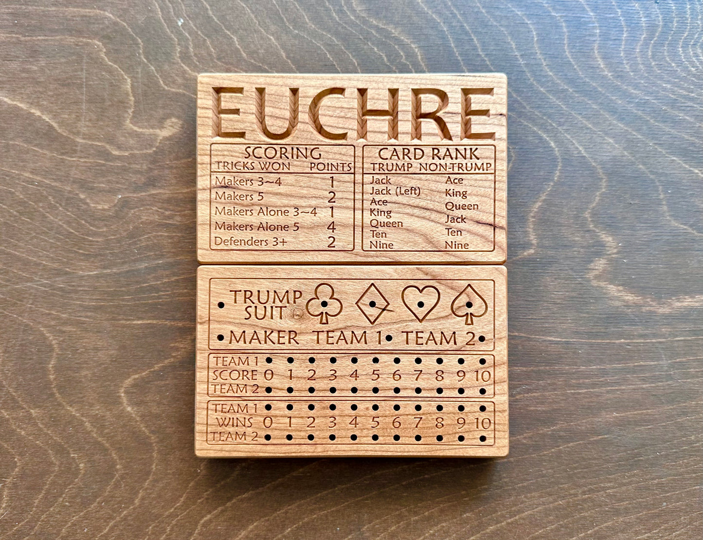 Jeu de cribbage classique | Pliable | Format voyage | Portable | Rangement intégré | Piquets métalliques | Personnalisé | Votre logo | Bois dur de qualité supérieure