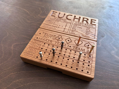 Jeu de cribbage classique | Pliable | Format voyage | Portable | Rangement intégré | Piquets métalliques | Personnalisé | Votre logo | Bois dur de qualité supérieure