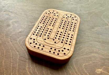 Travel Size Mini Cribbage Board | Metal Pegs | Card Game | Personalized | Carrying Bag | Built-in Storage | Solid Maple Cherry Walnut