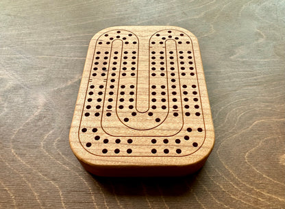 Travel Size Mini Cribbage Board | Metal Pegs | Card Game | Personalized | Carrying Bag | Built-in Storage | Solid Maple Cherry Walnut