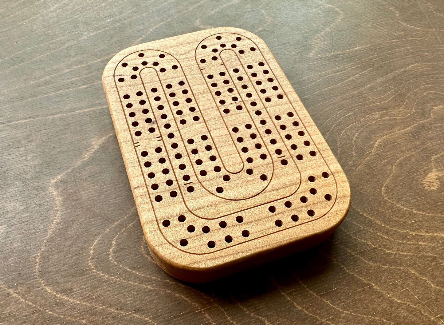 Travel Size Mini Cribbage Board | Metal Pegs | Card Game | Personalized | Carrying Bag | Built-in Storage | Solid Maple Cherry Walnut