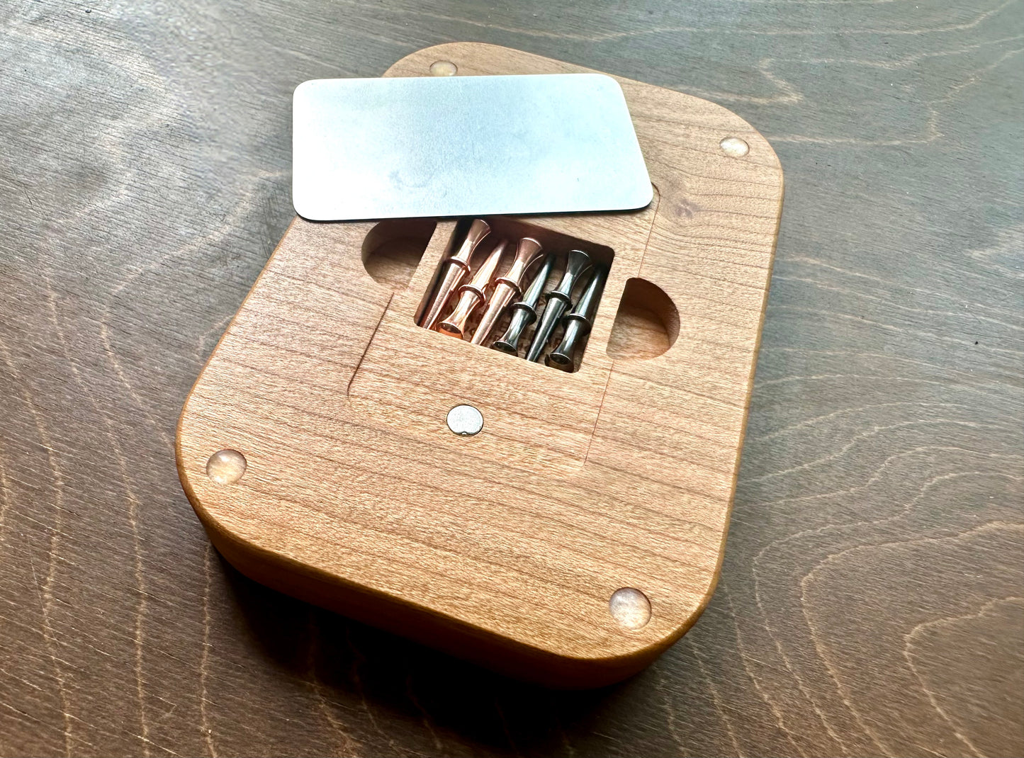 Travel Size Mini Cribbage Board | Metal Pegs | Card Game | Personalized | Carrying Bag | Built-in Storage | Solid Maple Cherry Walnut