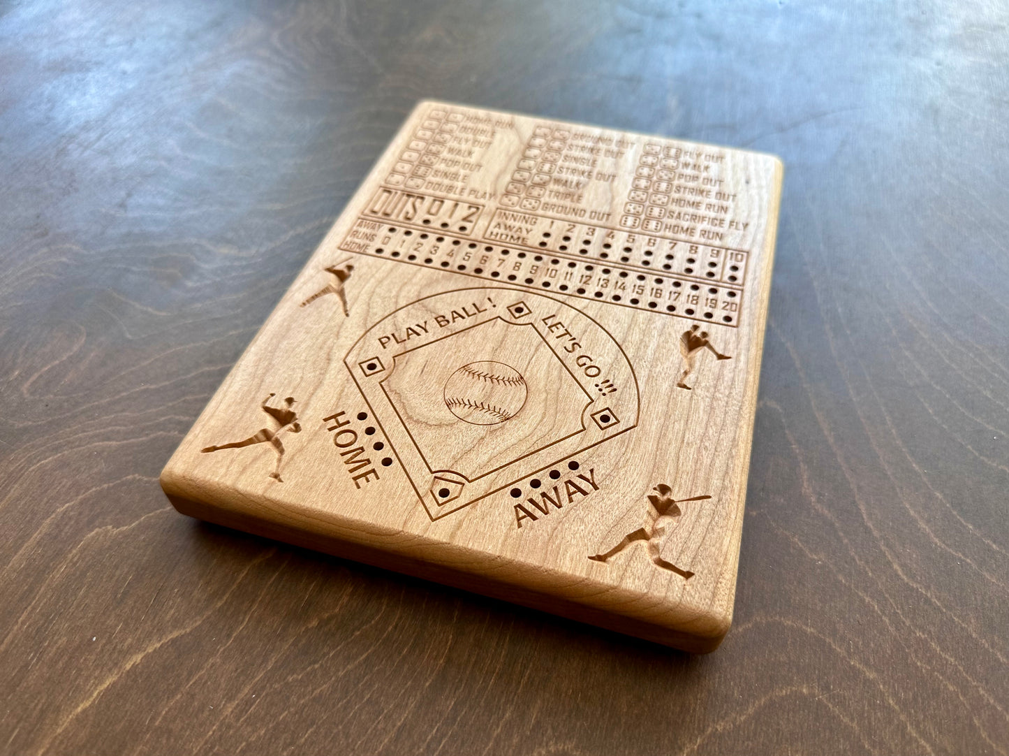 Dice Baseball Board Game | Travel Size | Built-in Storage | Dice Game | Metal Pegs | Personalized | Your Logo | Solid Hardwood