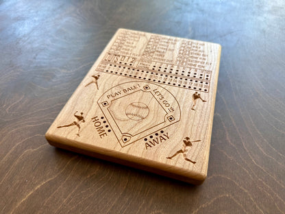 Dice Baseball Board Game | Travel Size | Built-in Storage | Dice Game | Metal Pegs | Personalized | Your Logo | Solid Hardwood