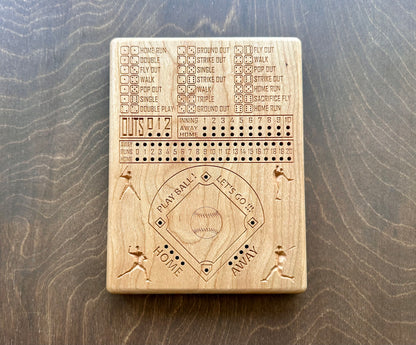 Dice Baseball Board Game | Travel Size | Built-in Storage | Dice Game | Metal Pegs | Personalized | Your Logo | Solid Hardwood