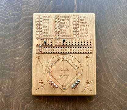 Dice Baseball Board Game | Travel Size | Built-in Storage | Dice Game | Metal Pegs | Personalized | Your Logo | Solid Hardwood