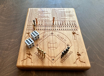 Jeu de société de baseball avec dés | Pliable | Format voyage | Rangement intégré | Jeu de dés | Piquets métalliques | Personnalisé | Votre logo | Bois dur de qualité supérieure