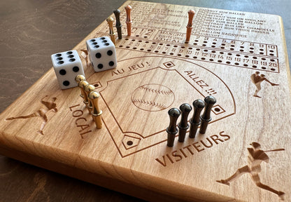 Jeu de société de baseball avec dés | Pliable | Format voyage | Rangement intégré | Jeu de dés | Piquets métalliques | Personnalisé | Votre logo | Bois dur de qualité supérieure