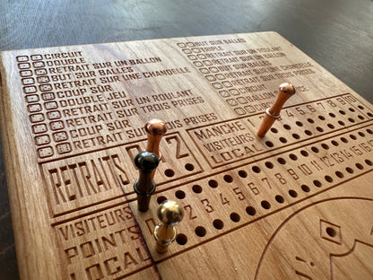 Jeu de société de baseball avec dés | Pliable | Format voyage | Rangement intégré | Jeu de dés | Piquets métalliques | Personnalisé | Votre logo | Bois dur de qualité supérieure