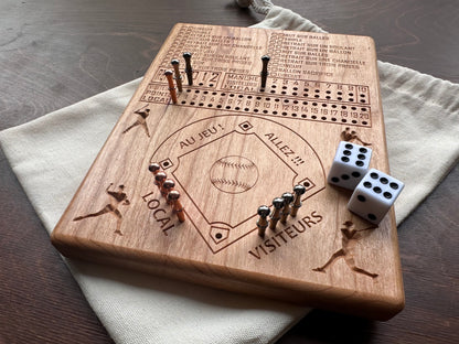 Jeu de société de baseball avec dés | Pliable | Format voyage | Rangement intégré | Jeu de dés | Piquets métalliques | Personnalisé | Votre logo | Bois dur de qualité supérieure