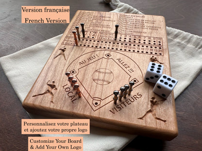 Jeu de société de baseball avec dés | Pliable | Format voyage | Rangement intégré | Jeu de dés | Piquets métalliques | Personnalisé | Votre logo | Bois dur de qualité supérieure