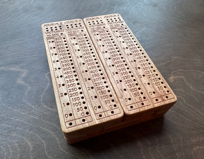 French Version Folding Farkle Board | 10,000 | Travel Size | Built-in Storage | Ten Thousands | Dice Game | Personalized | Solid Hardwood
