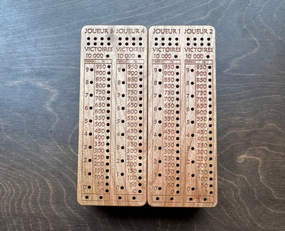French Version Folding Farkle Board | 10,000 | Travel Size | Built-in Storage | Ten Thousands | Dice Game | Personalized | Solid Hardwood