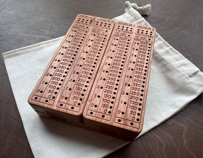 French Version Folding Farkle Board | 10,000 | Travel Size | Built-in Storage | Ten Thousands | Dice Game | Personalized | Solid Hardwood
