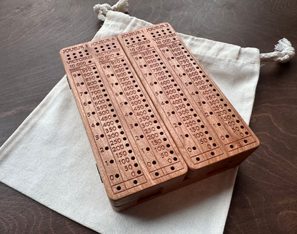 French Version Folding Farkle Board | 10,000 | Travel Size | Built-in Storage | Ten Thousands | Dice Game | Personalized | Solid Hardwood