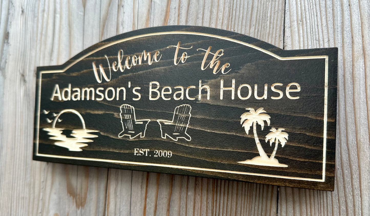 Personalized Wood Sign | Carved | Cottage | House | Camp | Farm | Cabin | Lake | Beach | Garden | Number | Backyard | Patio | Pool