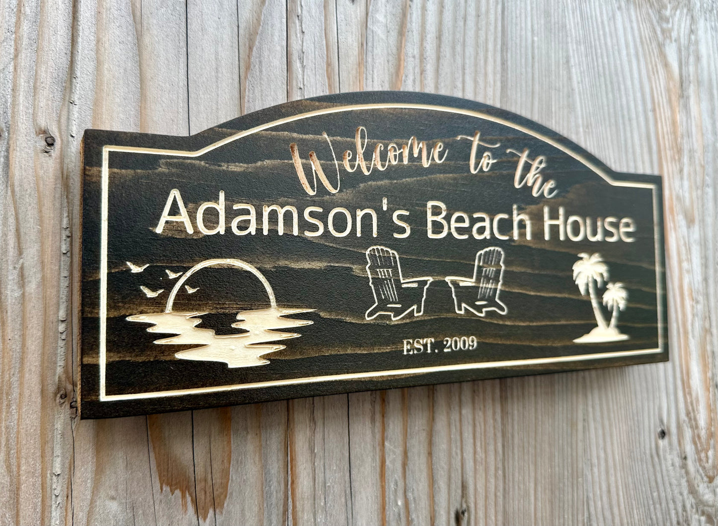 Personalized Wood Sign | Carved | Cottage | House | Camp | Farm | Cabin | Lake | Beach | Garden | Number | Backyard | Patio | Pool