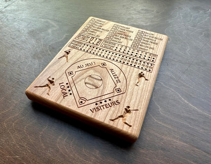 Baseball avec dés en français | Dice Baseball in French | Travel Size | Built-in Storage | Dice Game | Metal Pegs | Personalized | Your Logo | Solid Hardwood