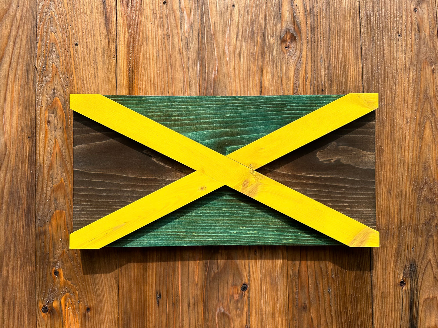 3D Wooden Jamaica Flag | Official Ratio | Kingston | Portmore | Montego Bay | Spanish Town | May Pen | Mandeville