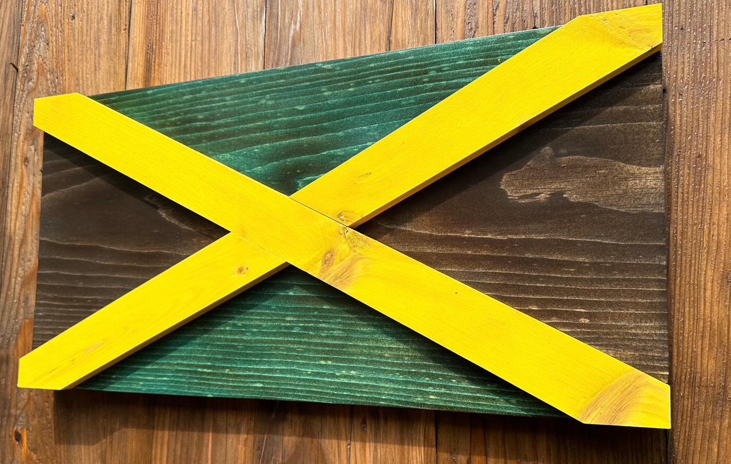 3D Wooden Jamaica Flag | Official Ratio | Kingston | Portmore | Montego Bay | Spanish Town | May Pen | Mandeville