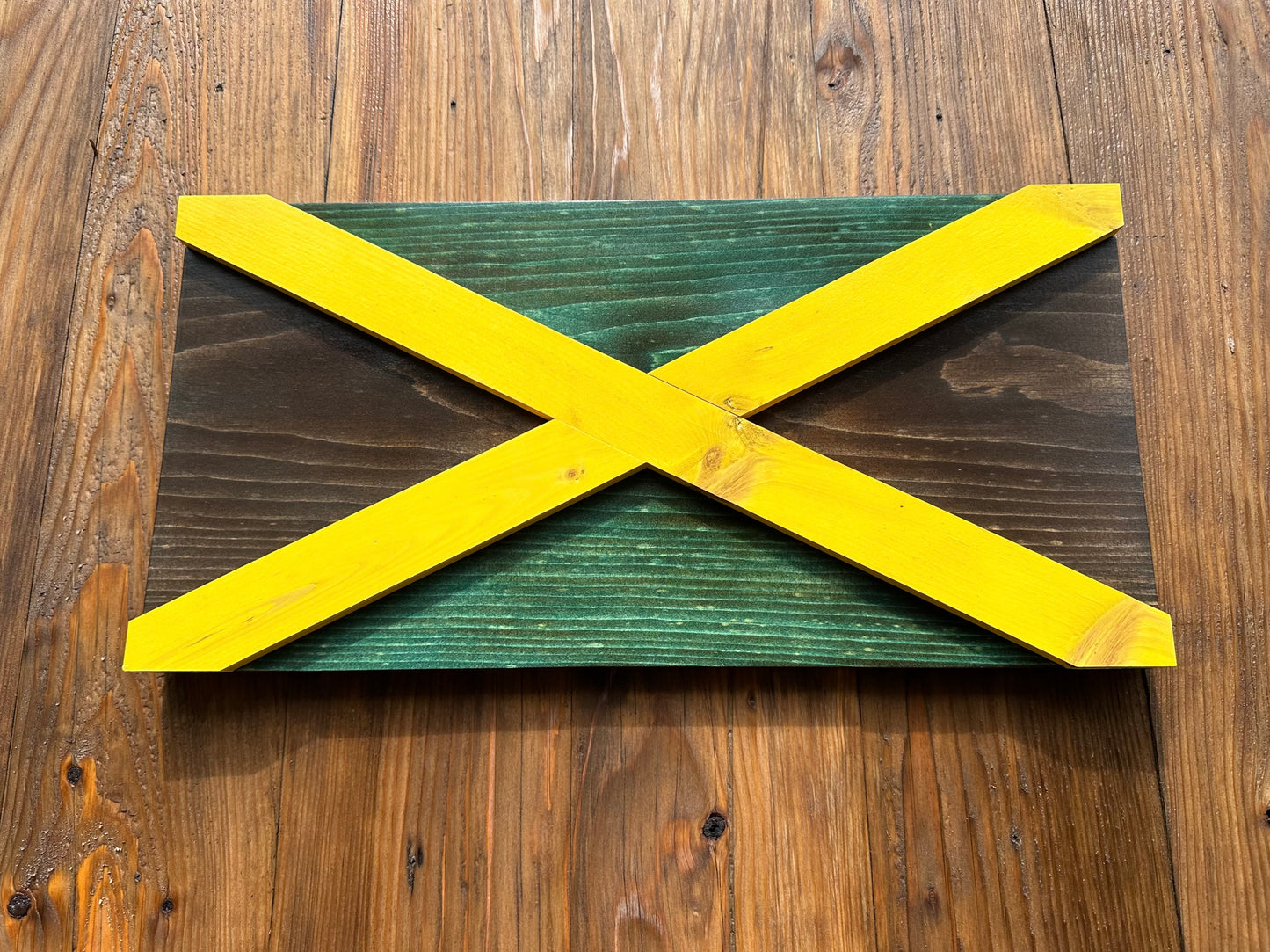 3D Wooden Jamaica Flag | Official Ratio | Kingston | Portmore | Montego Bay | Spanish Town | May Pen | Mandeville