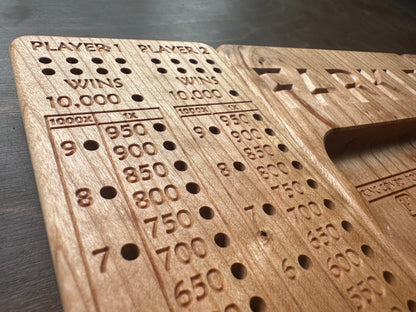 Folding Farkle Board | 10,000 | Travel Size | Built-in Storage | Ten Thousands | Dice | Board Game | Pegs | Personalized | Solid Hardwood