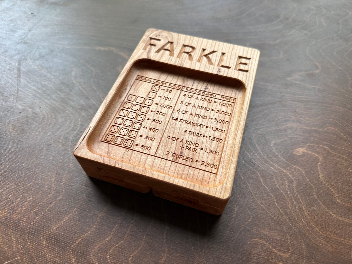 Folding Farkle Board | 10,000 | Travel Size | Built-in Storage | Ten Thousands | Dice | Board Game | Pegs | Personalized | Solid Hardwood