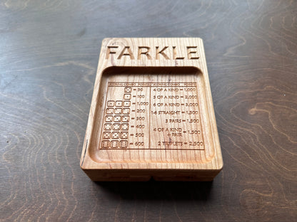 Folding Farkle Board | 10,000 | Travel Size | Built-in Storage | Ten Thousands | Dice | Board Game | Pegs | Personalized | Solid Hardwood