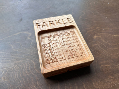 Folding Farkle Board | 10,000 | Travel Size | Built-in Storage | Ten Thousands | Dice | Board Game | Pegs | Personalized | Solid Hardwood