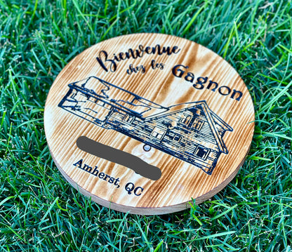 Panneau de maison personnalisé | Transformez une photo de votre maison en panneau de bois | Chalet | Cabane | Grange | Ferme | Manoir | Remise