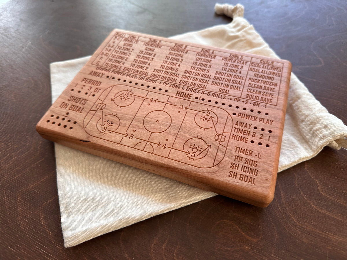 Wooden Dice Hockey Game | Travel Size | Built-in Storage | Dice Game | Board Game | Metal Pegs | Personalized | Your Logo | Solid Hardwood