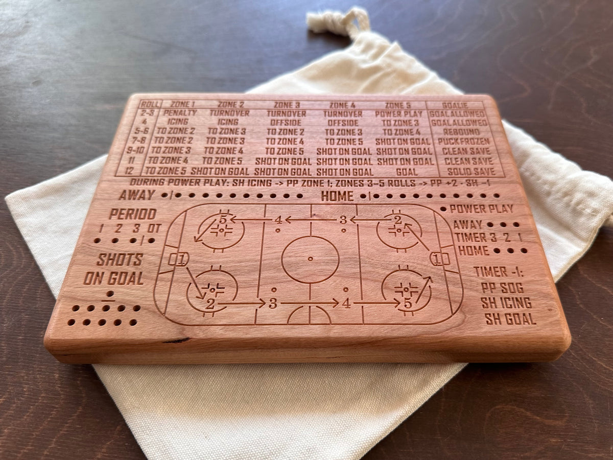 Wooden Dice Hockey Game | Travel Size | Built-in Storage | Dice Game | Board Game | Metal Pegs | Personalized | Your Logo | Solid Hardwood