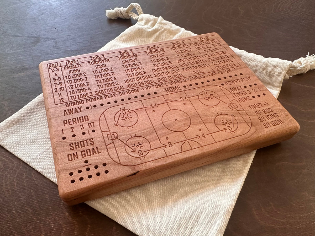 Wooden Dice Hockey Game | Travel Size | Built-in Storage | Dice Game | Board Game | Metal Pegs | Personalized | Your Logo | Solid Hardwood