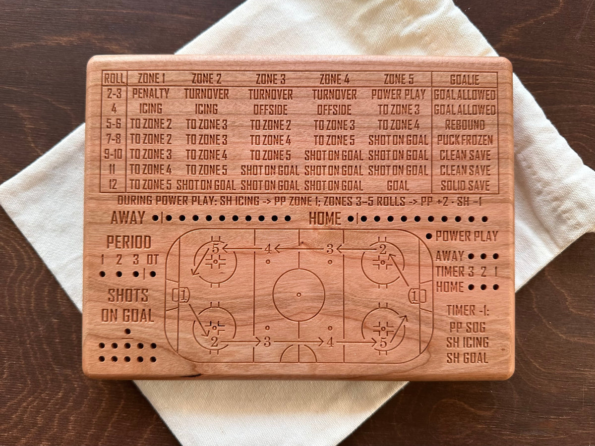 Wooden Dice Hockey Game | Travel Size | Built-in Storage | Dice Game | Board Game | Metal Pegs | Personalized | Your Logo | Solid Hardwood