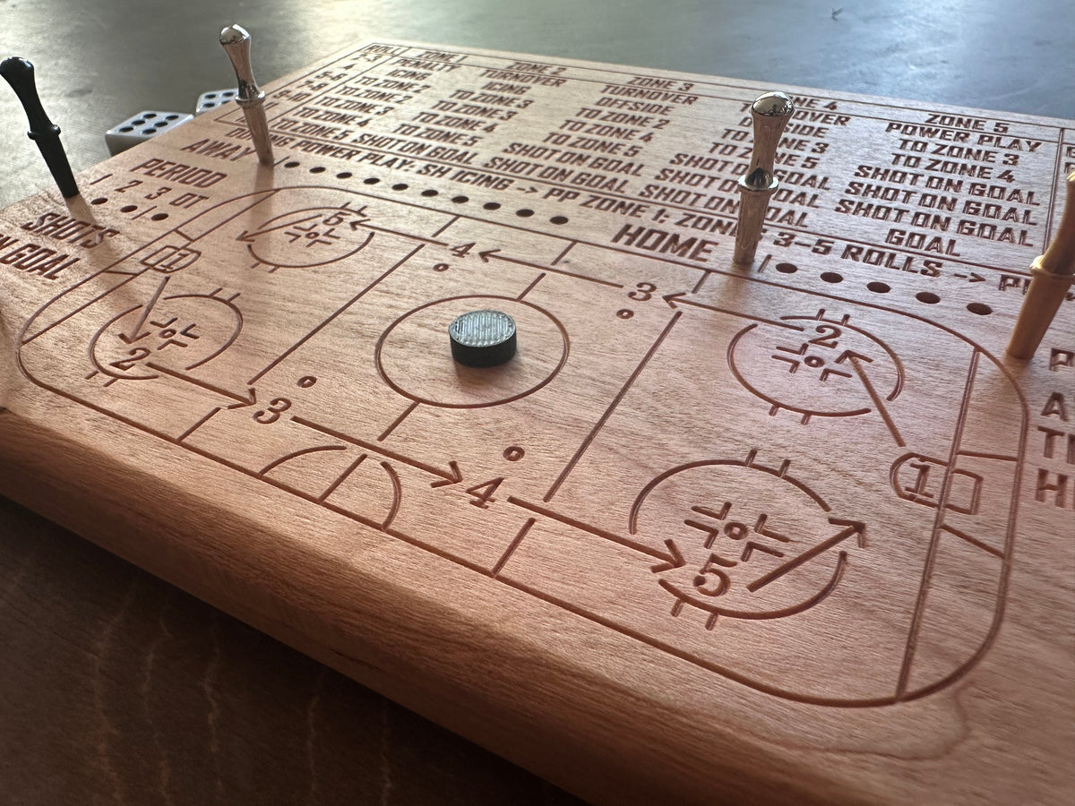 Wooden Dice Hockey Game | Travel Size | Built-in Storage | Dice Game | Board Game | Metal Pegs | Personalized | Your Logo | Solid Hardwood