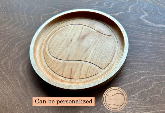 Tennis Ball Shape Hardwood Catchall Tray | Trivet | Personalized | Serving Tray | Charcuterie Board | Maple | Cherry | Walnut | Custom