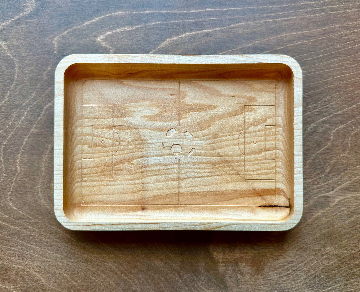 Soccer Field/Football Field Shape Hardwood Catchall Tray | Trivet | Serving Board | Charcuterie | Personalized | Maple | Cherry | Walnut