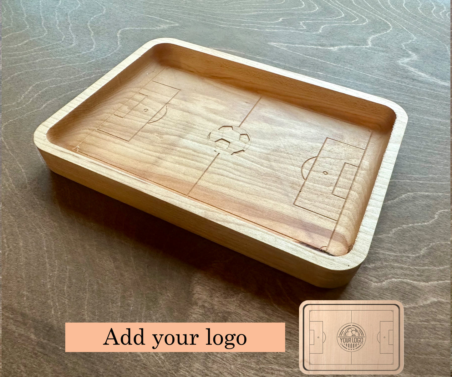 Soccer Field/Football Field Shape Hardwood Catchall Tray | Trivet | Serving Board | Charcuterie | Personalized | Maple | Cherry | Walnut