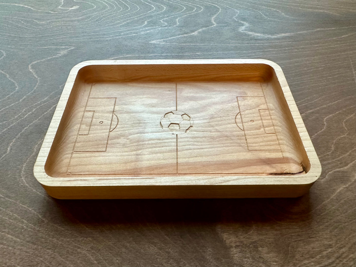 Soccer Field/Football Field Shape Hardwood Catchall Tray | Trivet | Serving Board | Charcuterie | Personalized | Maple | Cherry | Walnut