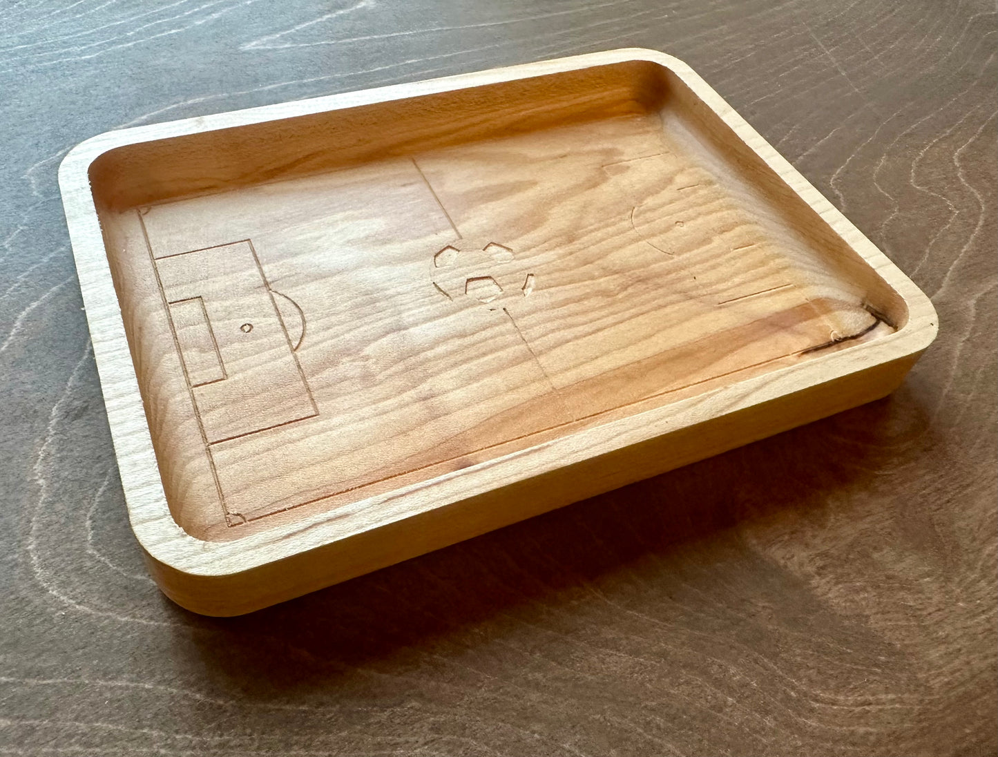 Soccer Field/Football Field Shape Hardwood Catchall Tray | Trivet | Serving Board | Charcuterie | Personalized | Maple | Cherry | Walnut