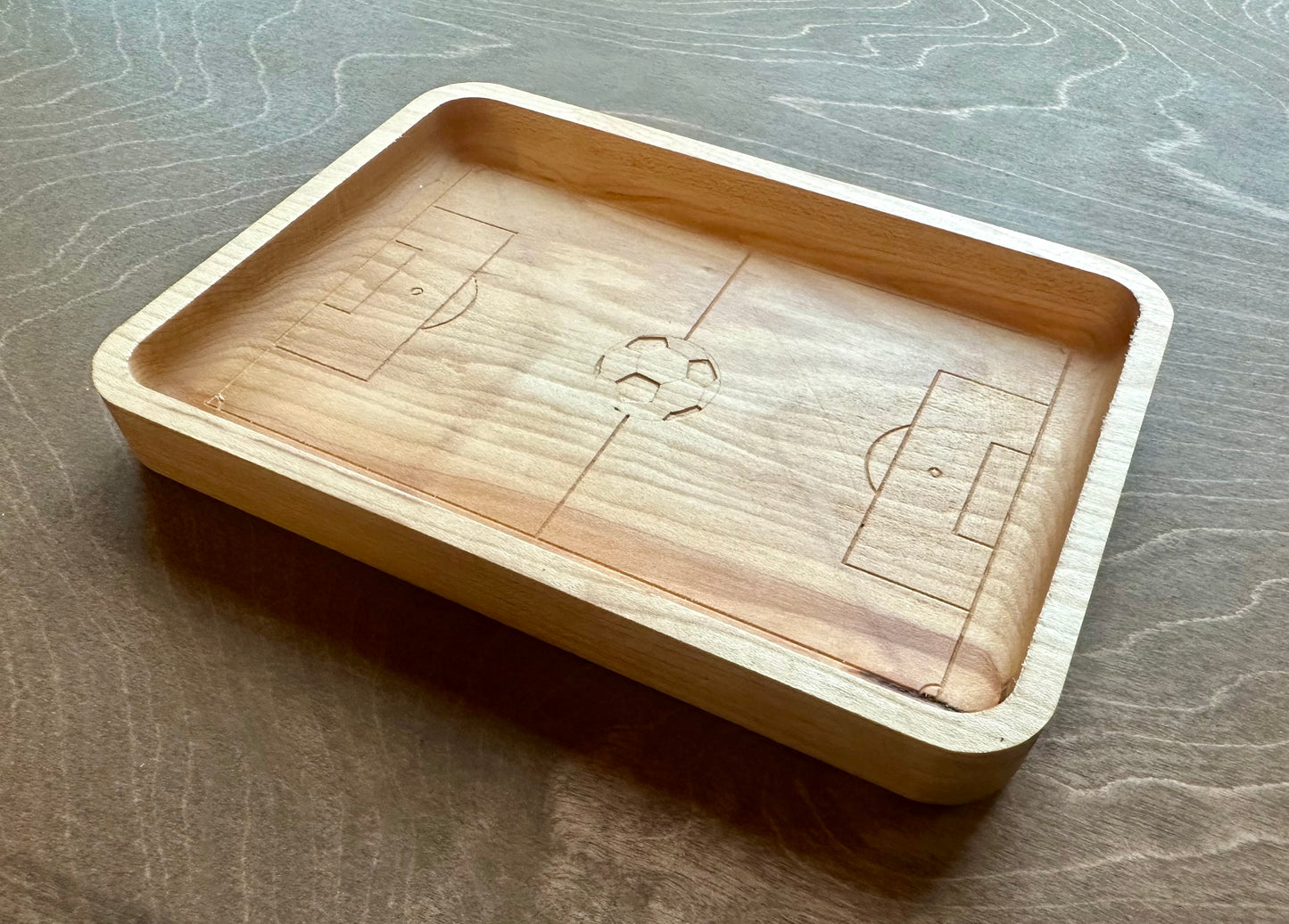 Soccer Field/Football Field Shape Hardwood Catchall Tray | Trivet | Serving Board | Charcuterie | Personalized | Maple | Cherry | Walnut