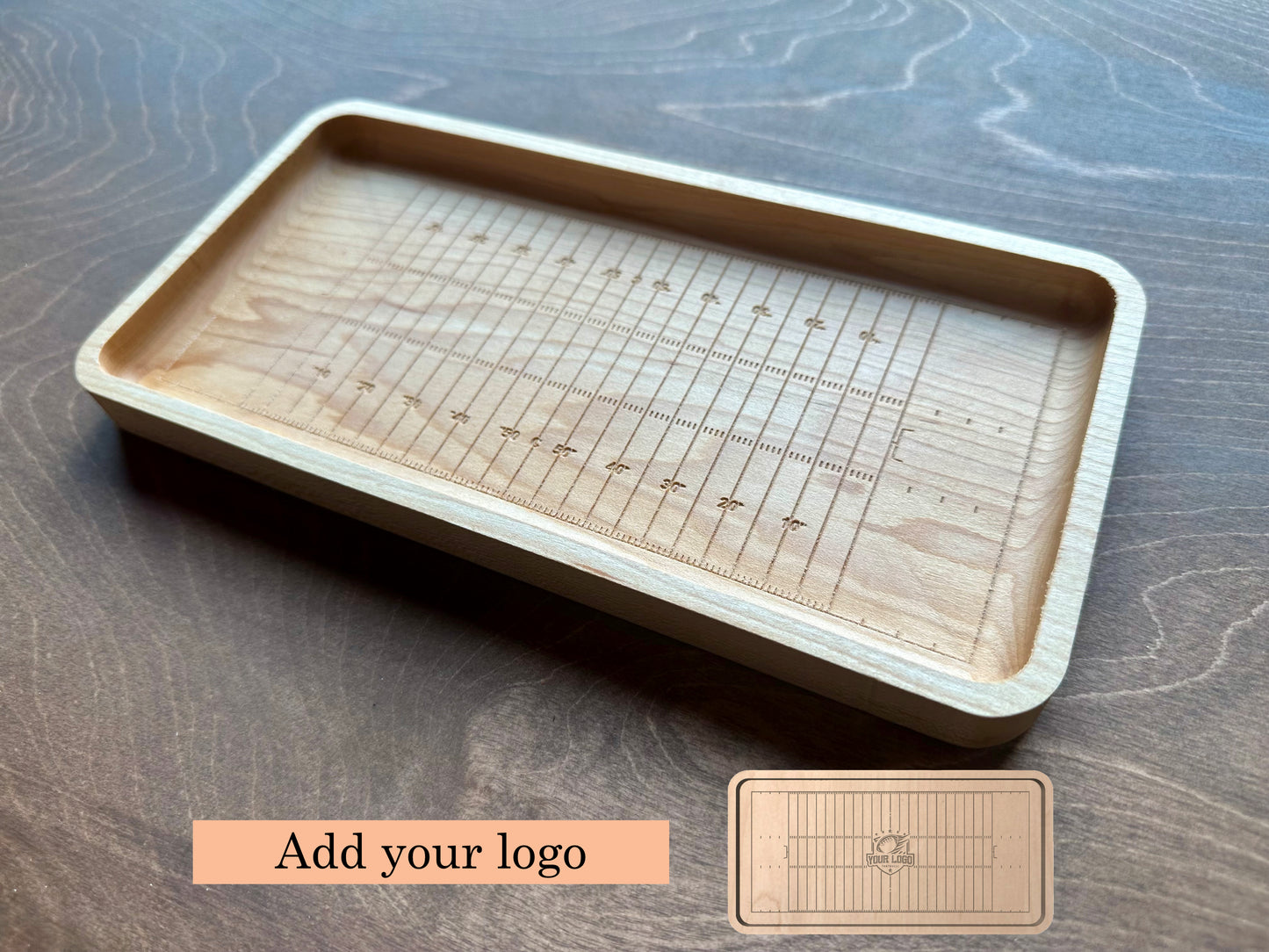 Canadian Football Field Shape Hardwood Catchall Tray | Trivet | Serving Board | Charcuterie | Personalized | Logo | Maple | Cherry | Walnut