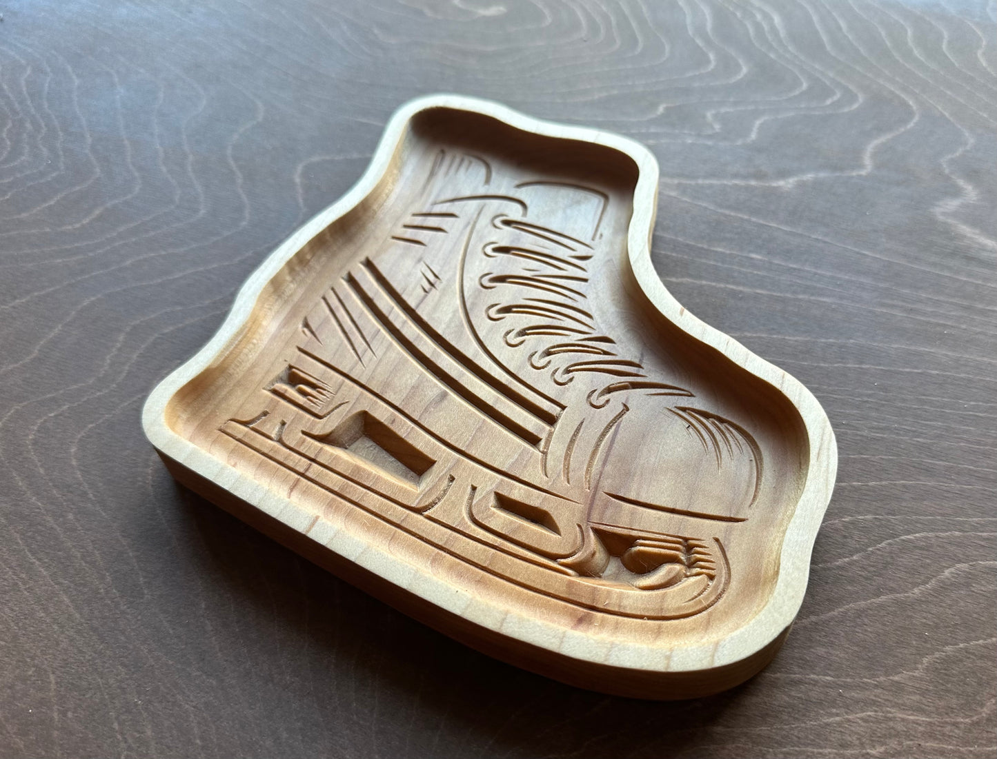 Skate Shape Hardwood Catchall Tray | Trivet | Personalized | Serving Board | Charcuterie | Maple | Cherry | Walnut | Hockey | Ice Skating