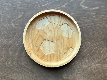 Soccer Ball/Football Shape Hardwood Catchall Tray | Personalized | Serving Tray | Maple | Cherry | Walnut